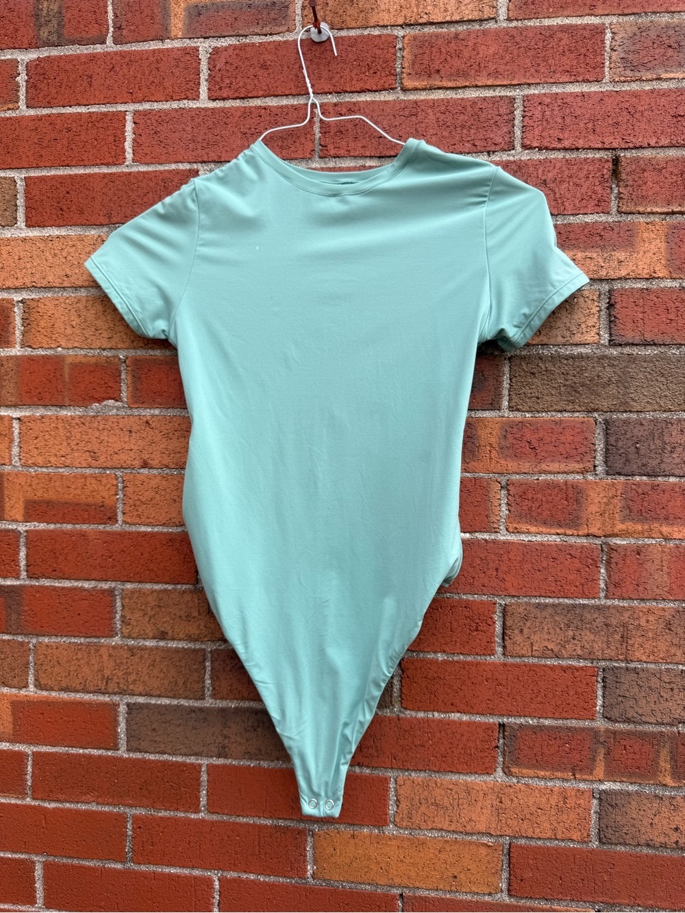 Auden Luxury Collection Mint Green Short Sleeve Bodysuit Women's Size Small